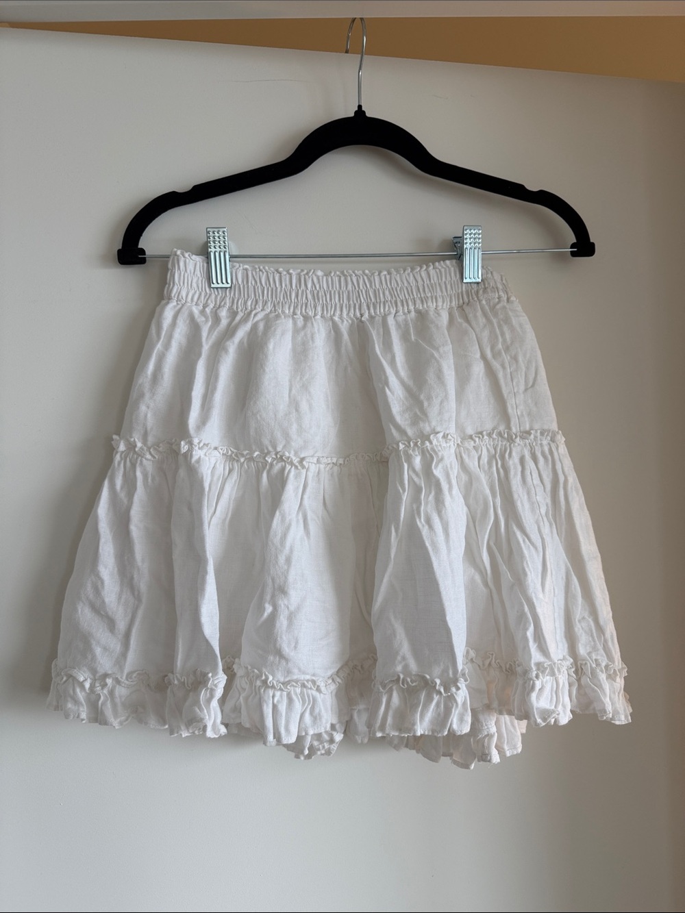 Hill House White Tiered Ruffle Mini Skirt